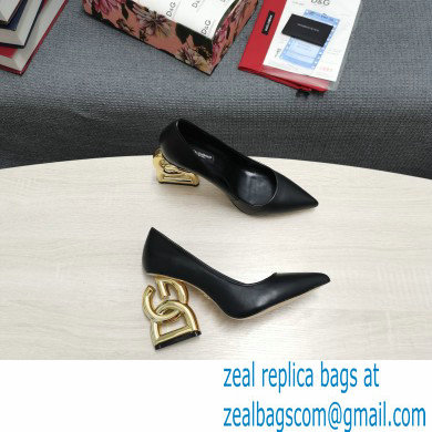 Dolce  &  Gabbana Heel 10.5cm Leather Pumps Black with DG Pop Heel 2021